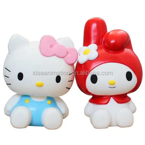 Wow OEM new hello kitty cartoon shape coin box pvc resin low price safe coin box