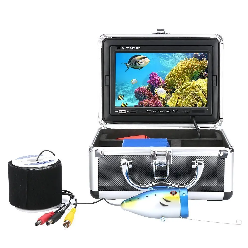 15M 1000TVL Fish Finder Underwater Fishing Camera 7" Video Monitor Anti Sunshine Shield Sun Visor Used For Underwater Fishing