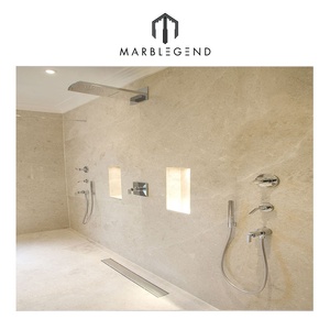 מקלחת חדר קישוט לוחות שיש crema marfil בז 'שיש לרצפה וקיר