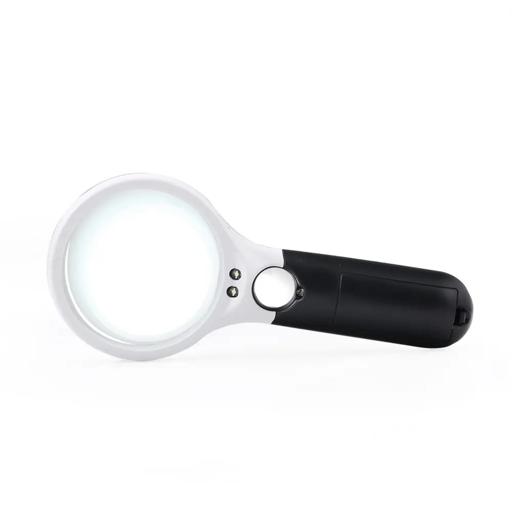 tenuto in mano bijia 45x magnifier con 3 piccole luci a led lente di ingrandimento