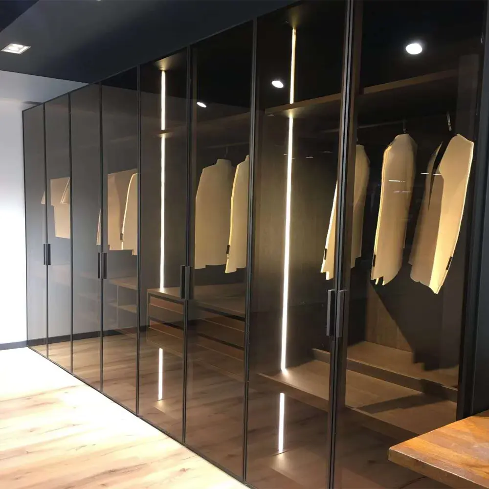 Frame Closet Doors Interior Tempered Glass Panel and Aluminum Size Modern Swing Customized Finished Salice 15days CN;GUA VL-27