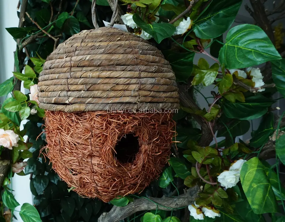 Günstige natürliche runde handgemachte Rattan außerhalb hängenden Vogel Roosting Taschen für ruhende Vogelhaus käfige Großhandel