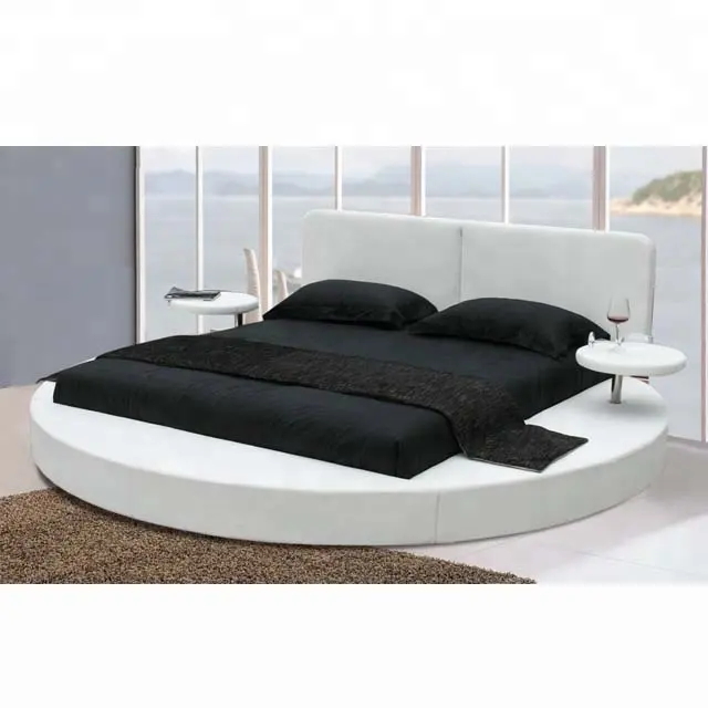 Hot sale luxury full leather queen size round bed on sale