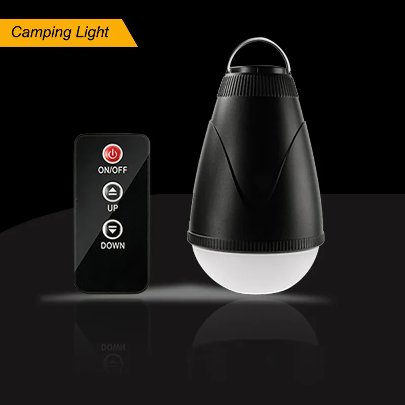 Ad alta luminosità ricaricabile di colore nero mini lampada a sospensione luce di telecomando luce di campeggio solare lanterne per la tenda