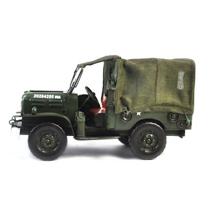 <strong>1944</strong> Green Army Jeep WC 51 1:14 Scale Bar Decoration Vehicle Toys Metal Vintage Car Jeep Model Collectible