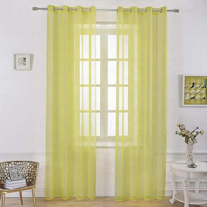 Hot Selling Ready Made Grommets Solid Voile Curtain Sheer Window Curtain for Living Room