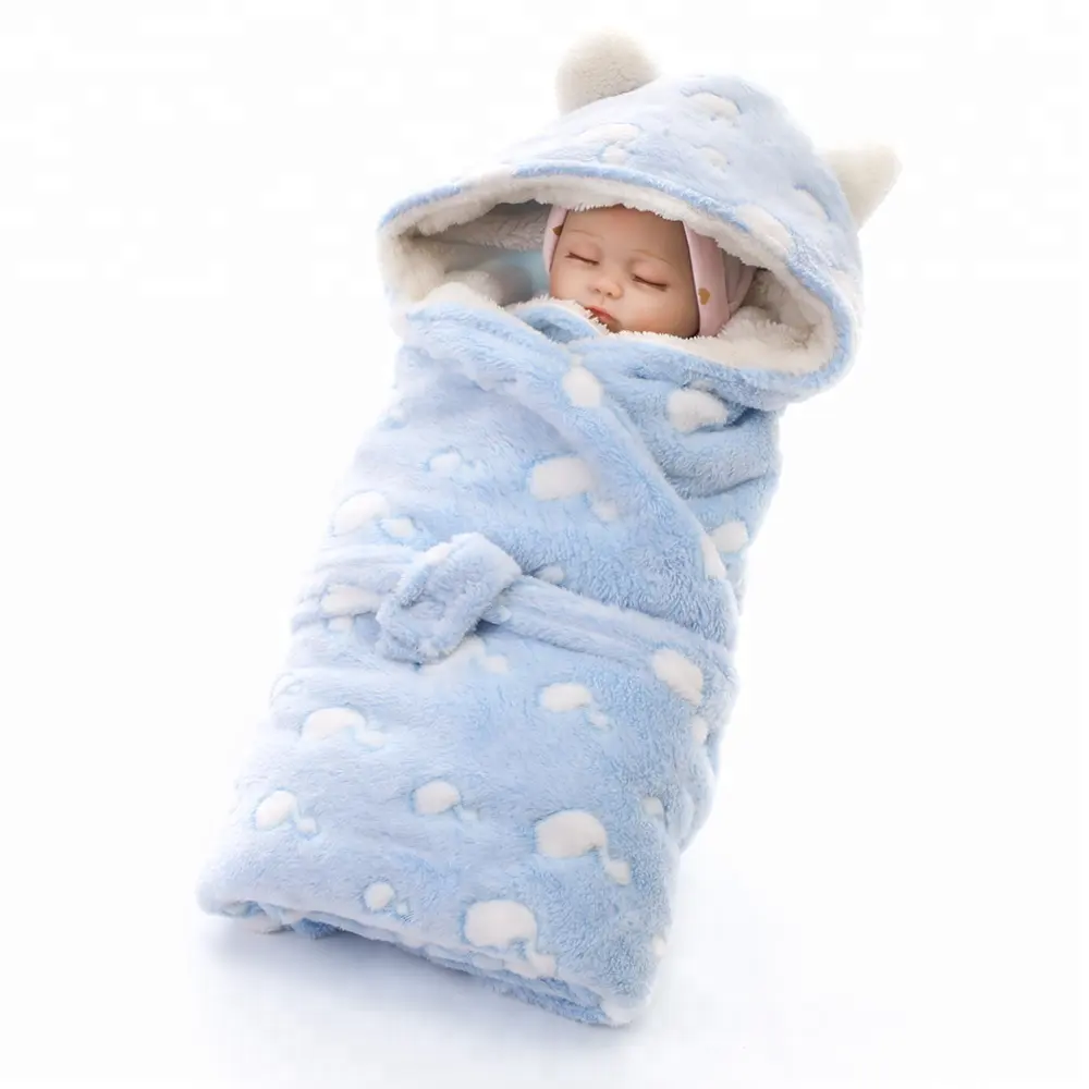 Manta de lana con estampado en relieve para recién nacido, Cobija para bebé, manta para bebé