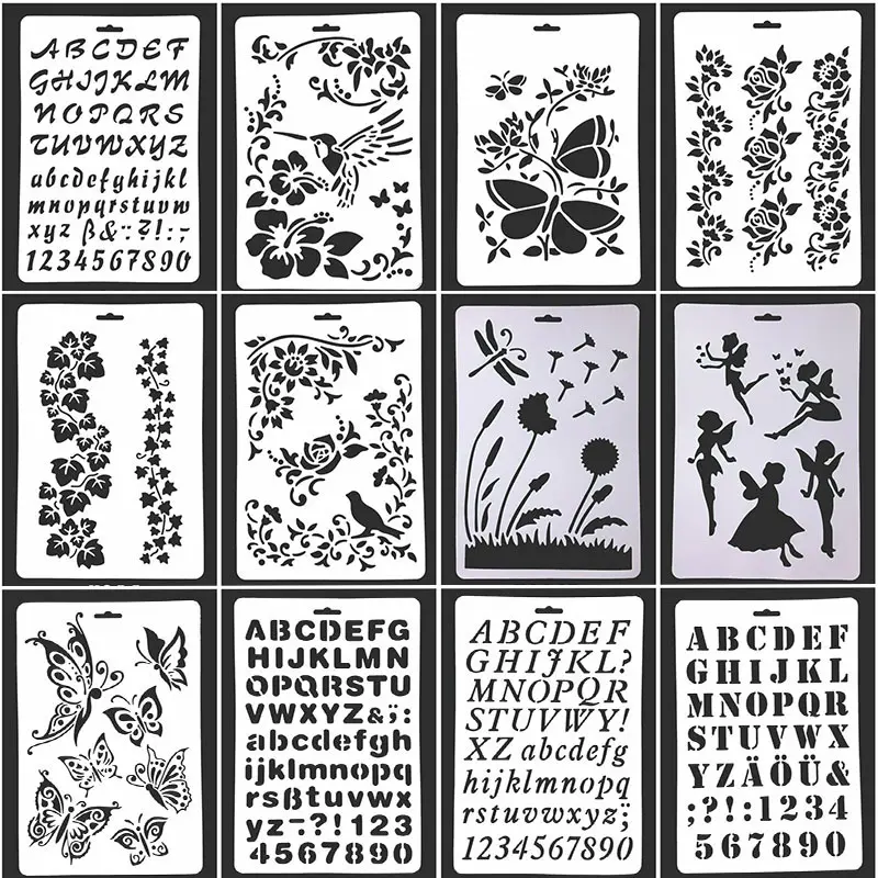 Nouveau Style Alphabet Journal Pochoirs Journal Embellissement Pochoirs Pochoirs de Dessin En Plastique