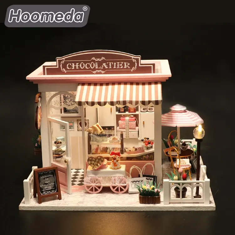 Brinquedos educativos de loja de chocolate, mais novo estilo, casa de bonecas em miniatura