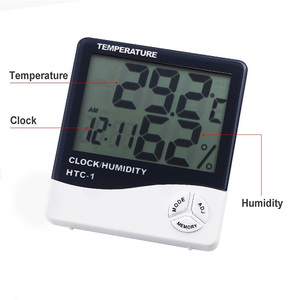 Termohigrómetro digital con función de reloj, medidor de sensor de temperatura doméstico para medición de humedad