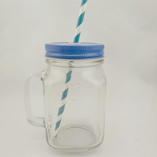16oz/450ml glass mason jar with embossed logo