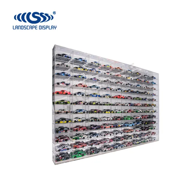 Estante de soporte de pared de acrílico transparente, estante de exhibición de modelo de coche de acrílico