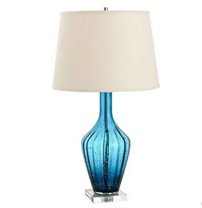 Lampada da tavolo in vetro blu E27 lampada da comodino da studio in vetro creativo per camera da letto