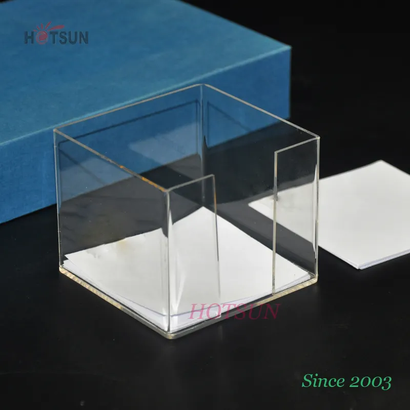Customized Square 10x10cm Memo Storage Holder Clear Plastic Memo Pad Tray Acrylic Memo Holder