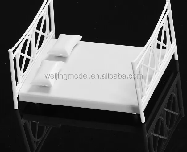 Строительные модельные материалы, модельная мебель для спальни, архитектурная пластиковая модельная кровать для масштаба 1/20