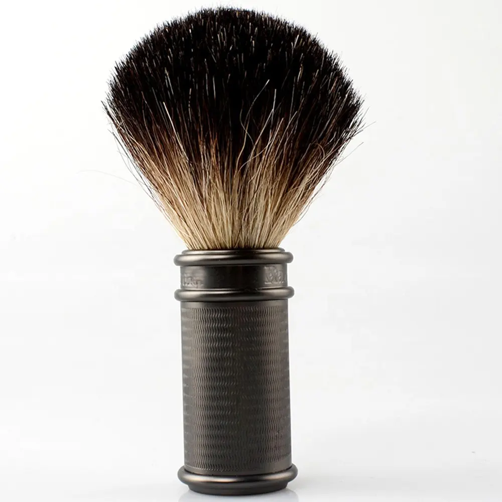 Kompozit metal siyah saplı fırça erkek porsuk saç tıraş fırçası