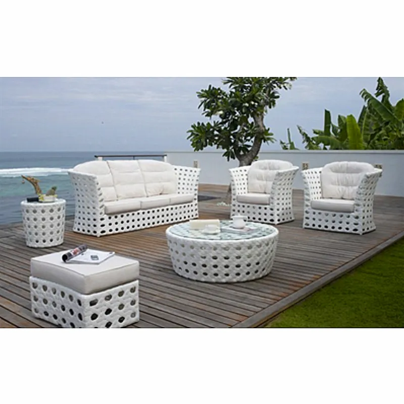 Leisure ways bistro french style waterproof white resort garden sofa outdoor furniture