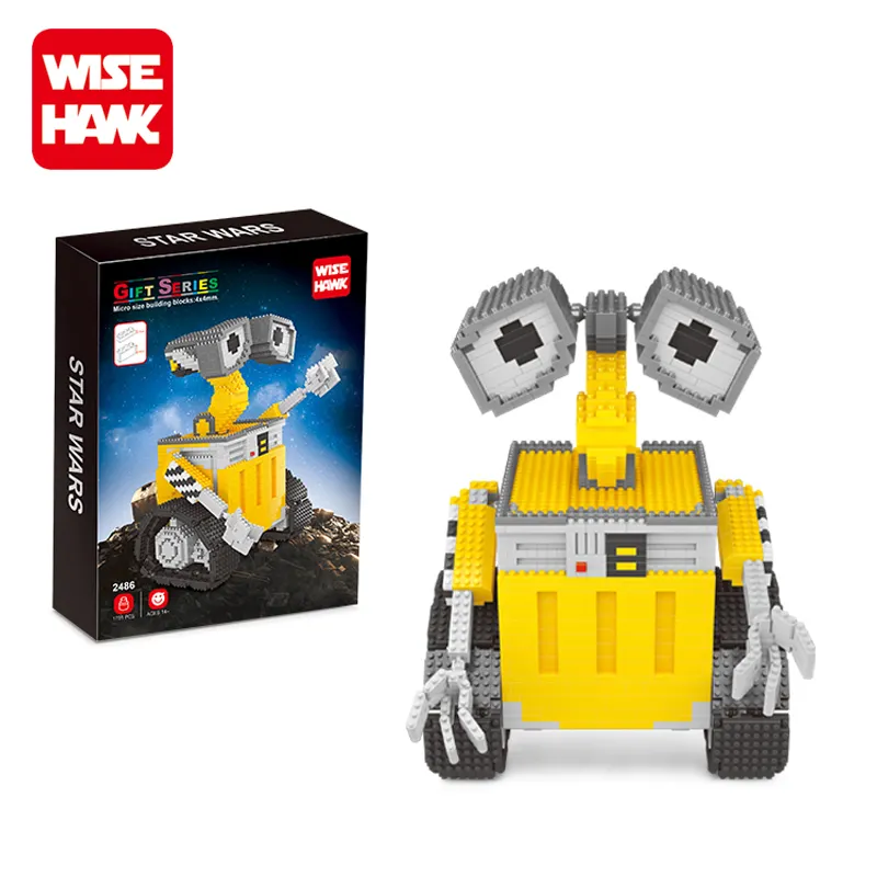 Wisehawk-construcción de bloques de plástico para niños, bloques de construcción, figuras, wall-e, Juguetes