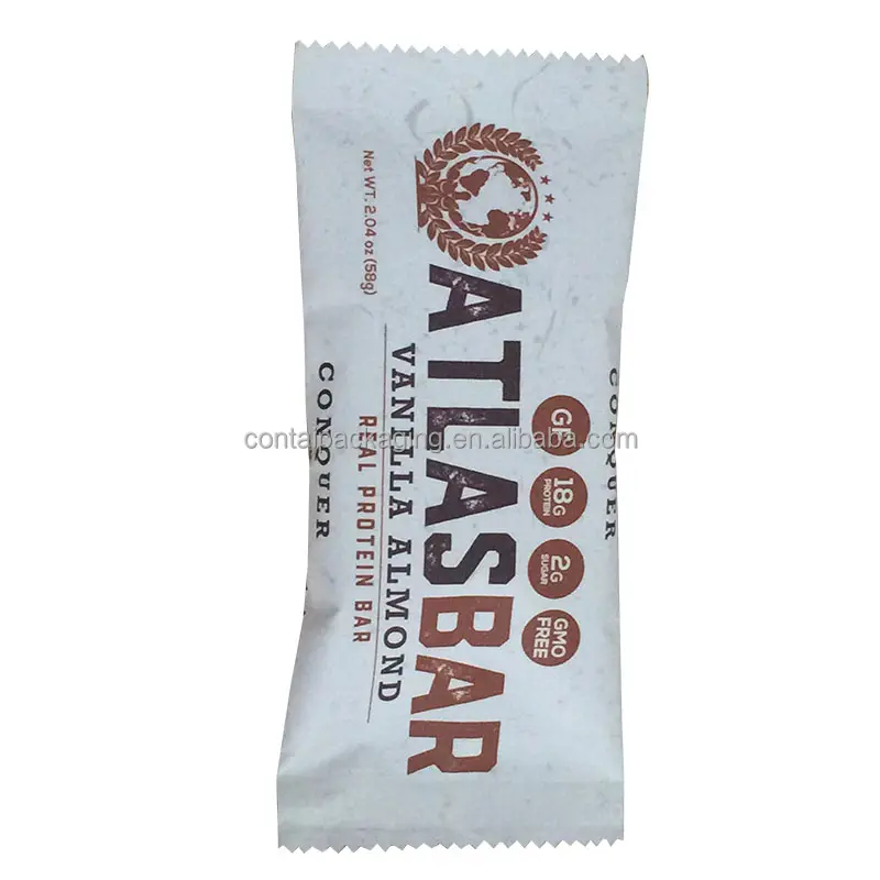 Atlas protein bar bags matte sawtooth easy open custom printing LOGO aluminum foil chocolate wrapper