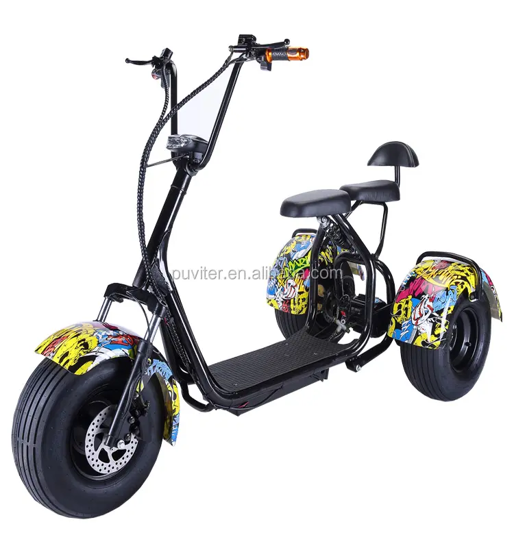 Scooter elétrico novo design, 3 roda citycoco motocicletas usadas bicicleta scooter (c11)