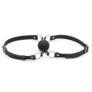 工厂硅胶球 Gag 束缚定制产品皮革束缚 BDSM 嘴球 Gag 可调透气性成人玩具