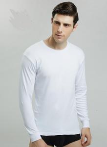 Erkek Premium pamuklu bluz Baz Katman Uzun Kollu Ekip Boyun Gömlek