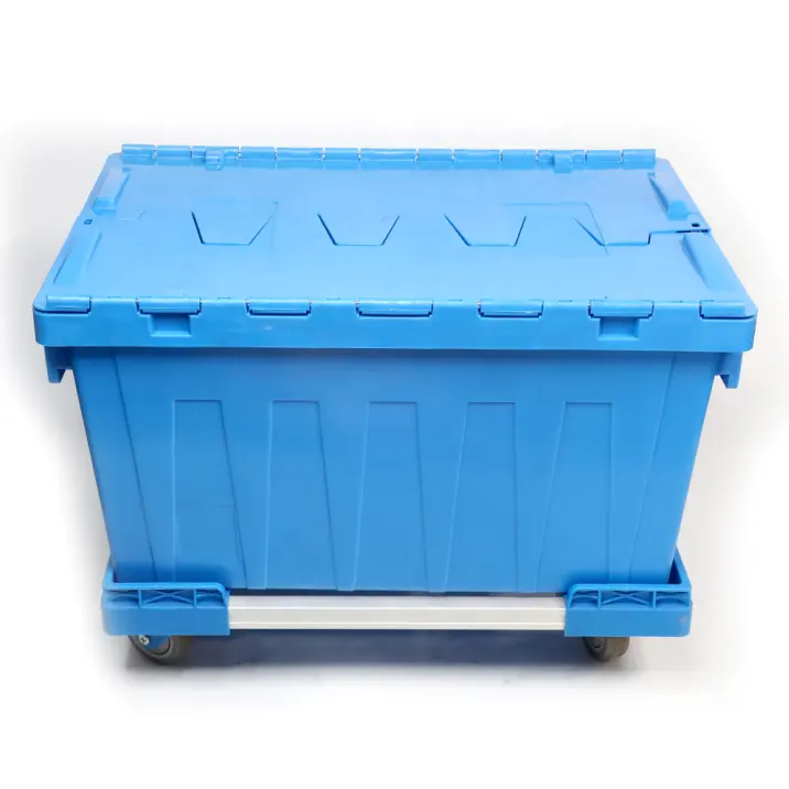 Light blue plastic container for distribution