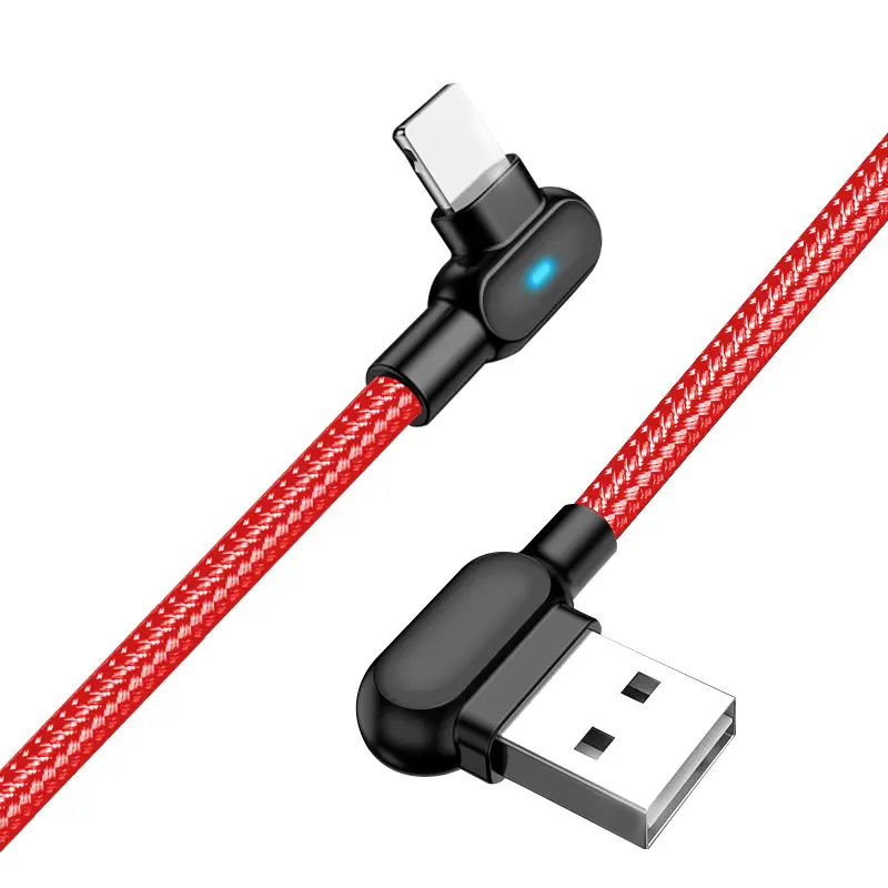 Xu Hướng mới Miễn Phí Lửa 90 Độ Mirco Usb Loại C Cáp Khuỷu Tay Usb Sạc Chơi Game Cáp Với Chỉ Thị Led Cho iphone