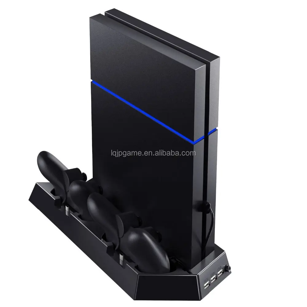 Soporte Vertical con ventilador de refrigeración para PS4 controladores de la estación de carga con doble puertos de cargador y HUB USB para jugar la Estación 4