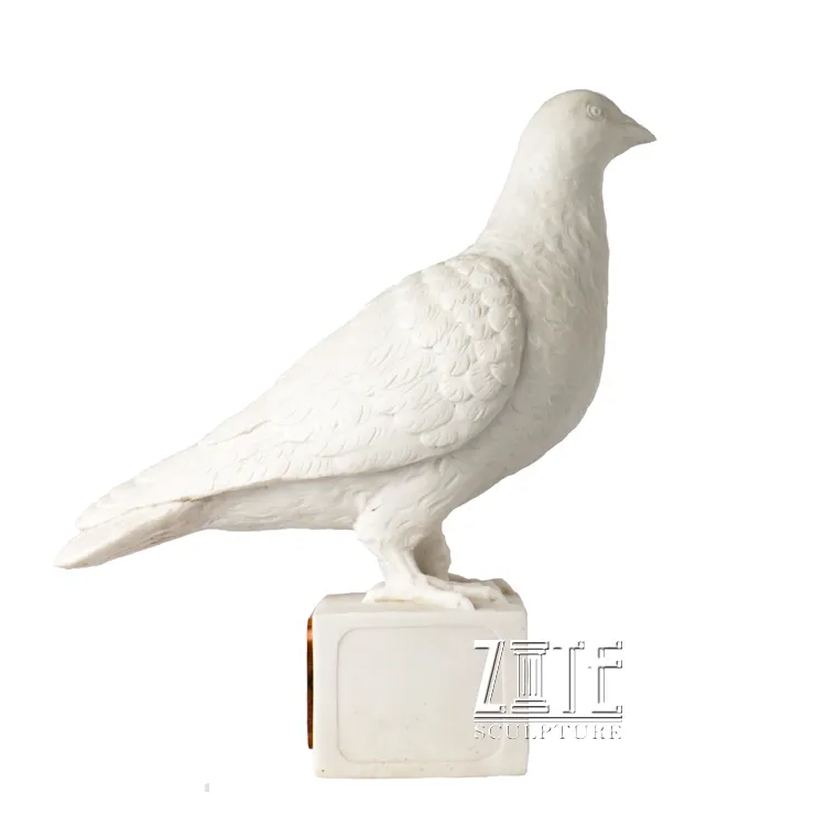 Özel açık bahçe taş kuş mermer beyaz güvercin heykeli