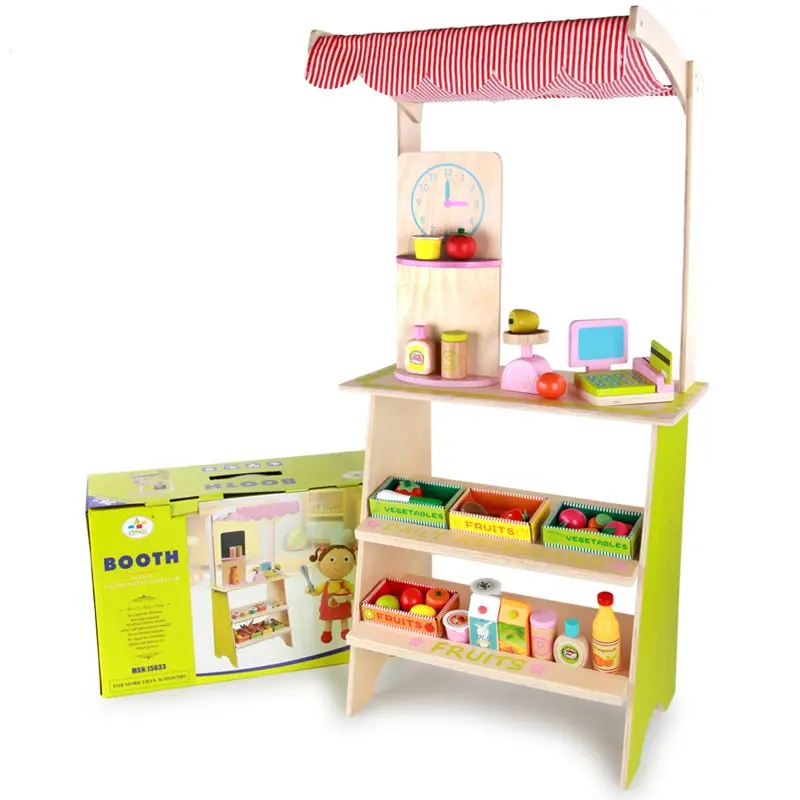 Set da gioco per mini mercato per bambini all'ingrosso giocattoli militari in legno ruolo per bambini finta paly Mini shop play set toy WST001