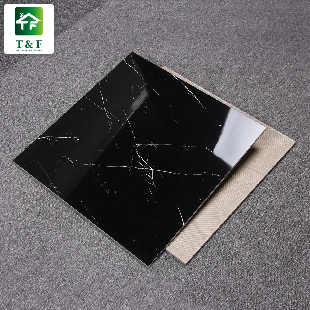 Baldosas y baldosas de porcelana, color negro, mármol, blanco, 60x60, marca China Foshan