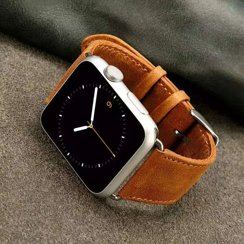 แฟชั่นแฮนด์เมดหนังเครซี่ฮอร์สสำหรับ Apple Watch 38มม. 42มม. สายรัดหนัง