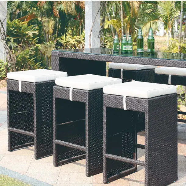 Conjunto de mesa y silla de ratán para exteriores, mobiliario de jardín, mesa de mimbre, silla, conjunto de bar de ratán