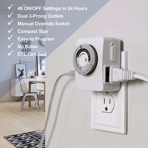 Coperta Meccanico Presa Timer, 24 Ore Programmabile Plug In Luce Timer Interruttore per Prese Elettriche con 1 Presa - Product Image 2