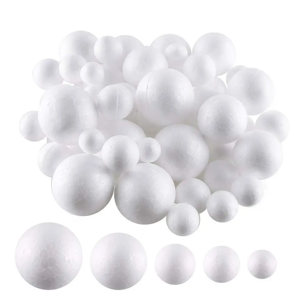 Bolas de poliestireno de espuma blanca para decoración, bolas de poliestireno para proyectos de escuela doméstica, varios tamaños, 80 piezas