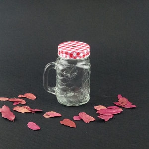 Glass Mason <strong>Jar</strong> in Embossed Rooster Design with Metal Lid and Handle - Product Image 3
