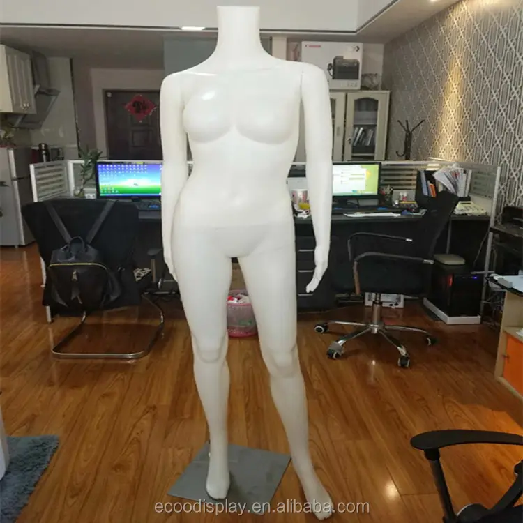 Female Mannequin Headless Manikin Metal Stand Plastic Full Body (White Style)