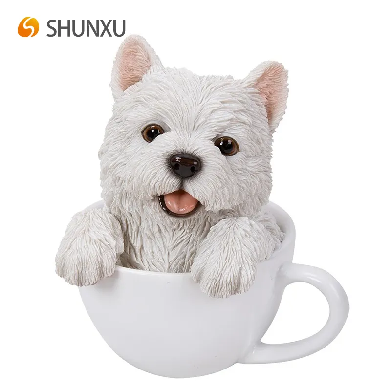 Adorabile Tazza Da Tè Pet Pals Cucciolo Da Collezione Figurine 5.75 Pollici Westie Table Desk Decor Regalo per Amante dei Cani