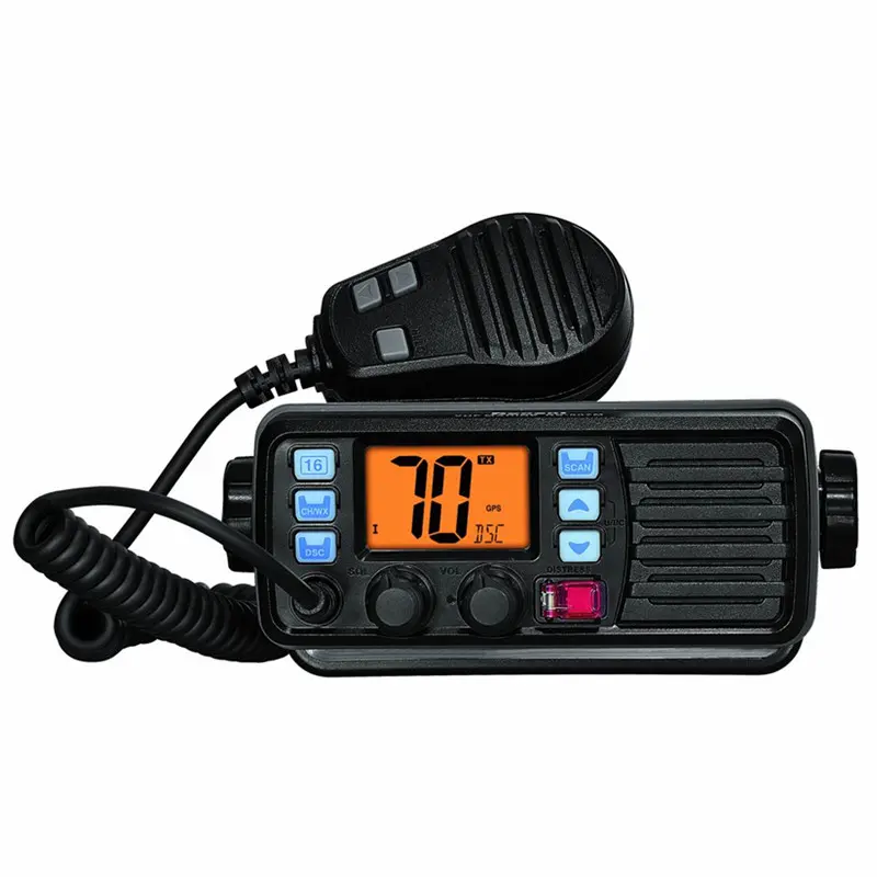 IP67 impermeable y a prueba de polvo VHF FM fijo Radio marino con el receptor de GPS externo y el pronóstico del tiempo de alarma