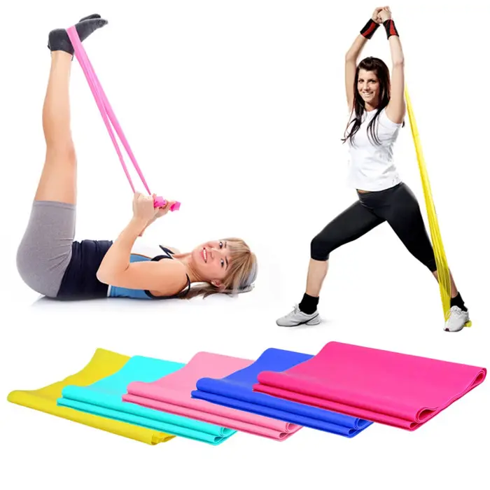 YOUME-banda elástica de goma para ejercicio, Yoga, Pilates, 1,5 m, para brazo, espalda, pierna, Fitness, 0,35mm de grosor