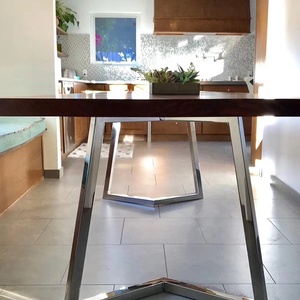Wood Dining <strong>Table</strong> Live Edge Stainless <strong>Steel</strong> <strong>Leg</strong> Custom-made Size Moq Is 1pcs Walnut <strong>Slab</strong> <strong>Table</strong>