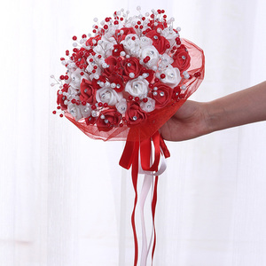 Độc Đáo Lãng Mạn Nhân Tạo Pe Hoa <span class=keywords><strong>Mini</strong></span> Bó Hoa Pha Lê Ngọc Trai Cô Dâu Phù Dâu Hoa Bó Hoa Cưới Cô Dâu Trang Trí - Product Image 5