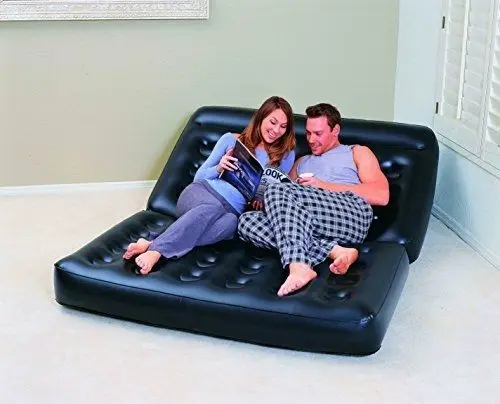 Estway-sofá inflable de cuero 5 en 1, cama con bomba, 75056 74 ''x 60'' x 25''