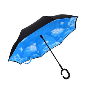Folding inverted reverse straight <strong>umbrella</strong> waterproof <strong>2</strong> <strong>layers</strong> promotional for outdoor used and /gift/windproof/rainproof