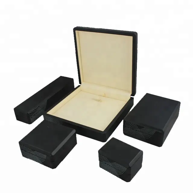 Caixa de jóias de madeira preta/caixa de anel, de alta qualidade