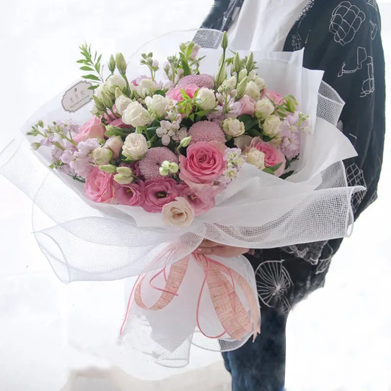ठोस रंग फूल गुलदस्ता रैपिंग पेपर जाल