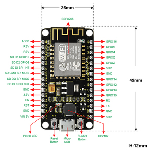 Keyestudio siyah ve çevre dostu ESP8266 WI-FI modülü arduino için geliştirme kurulu