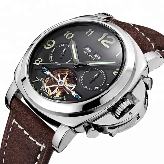 Lige — montre mécanique de luxe pour hommes, bracelet en cuir, bonne qualité, produits chinois, chronographe, autres
