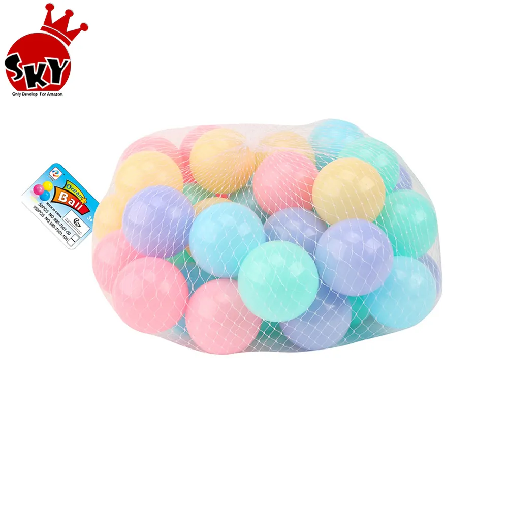Produits en gros boules de fosse de boules d'océan claires en plastique souple boule de fosse d'océan colorée en plastique jouet pour bébé